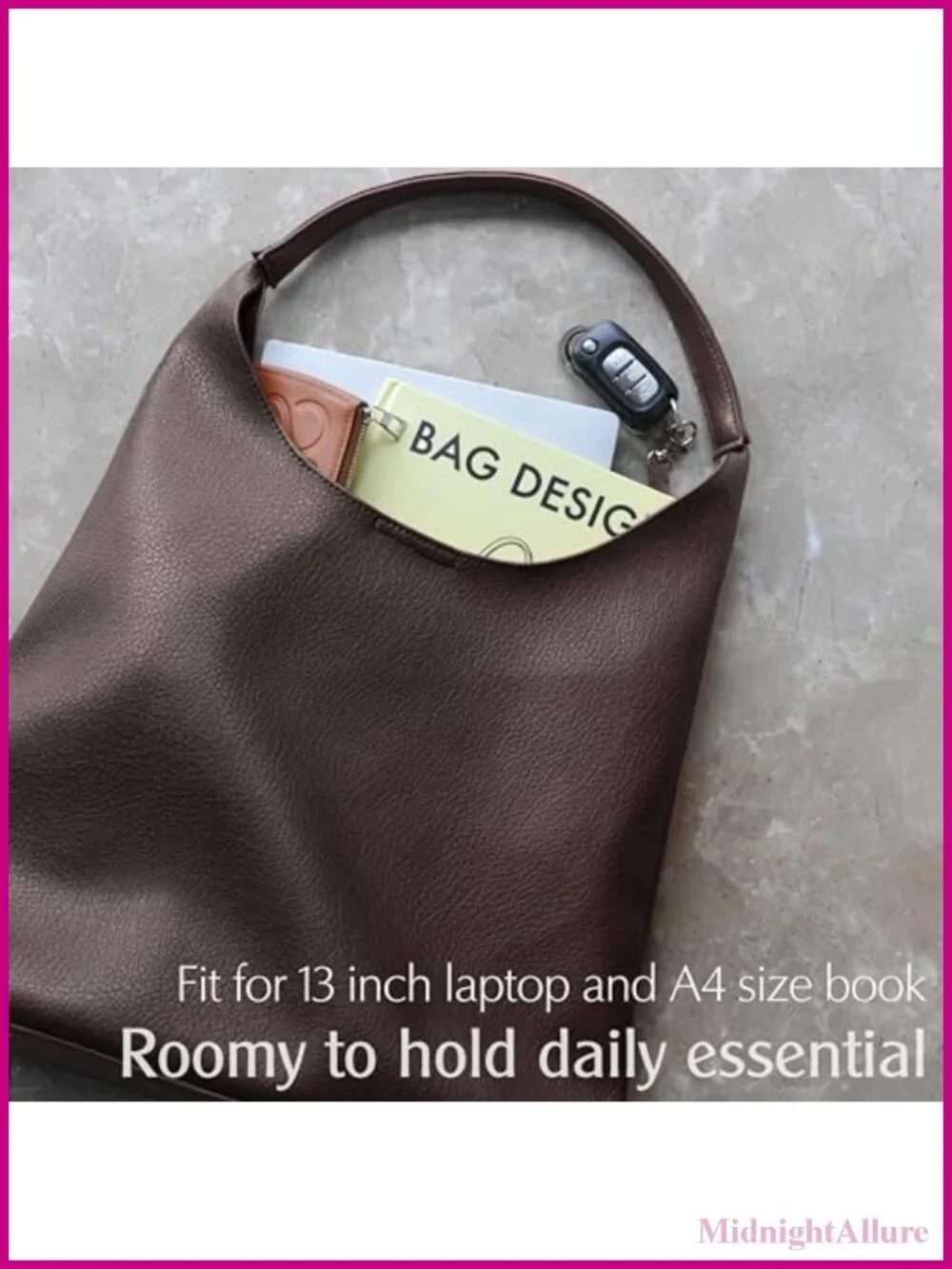 Soft Vegan Leather Slouchy Hobo Bag Shoulder Handbag Tote Purse